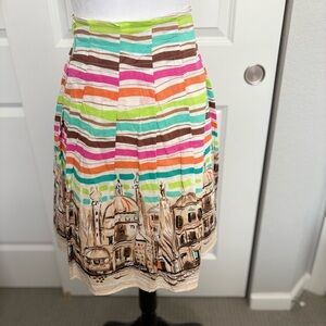 Allison Taylor Pink and Orange A-Line Pleated Resort Skirt